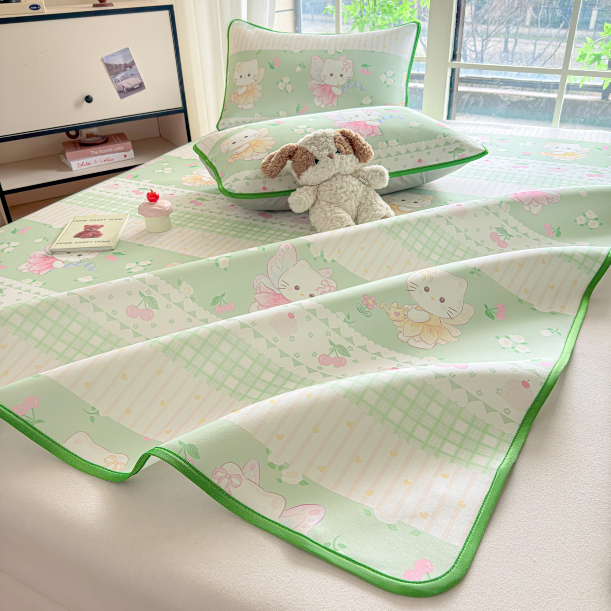 91家纺网 家纺一手货源 找家纺 莱米家纺 2026新款小版小冰皮软席 精灵小猫