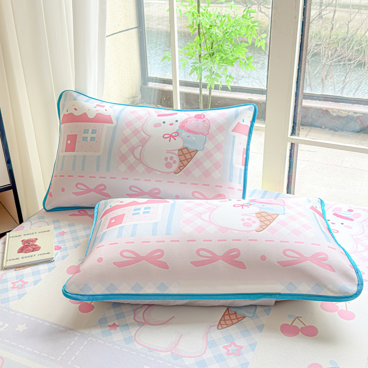 91家纺网 家纺一手货源 找家纺 莱米家纺 2026新款小版小冰皮软席 冰激凌兔