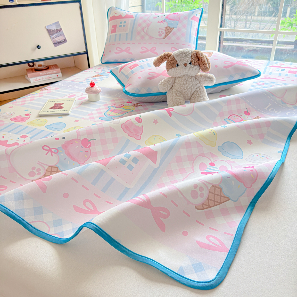 91家纺网 家纺一手货源 找家纺 莱米家纺 2026新款小版小冰皮软席 冰激凌兔