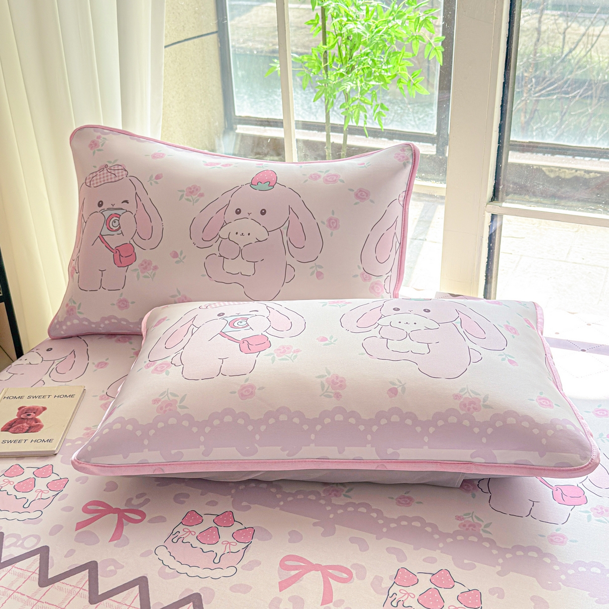 91家纺网 家纺一手货源 找家纺 莱米家纺 2026新款小版小冰皮软席 调皮小兔