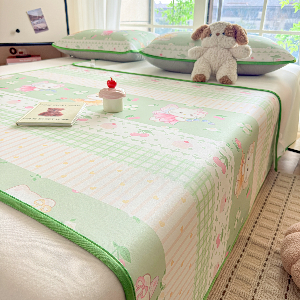 91家纺网 家纺一手货源 找家纺 莱米家纺 2026新款小版小冰皮软席 精灵小猫