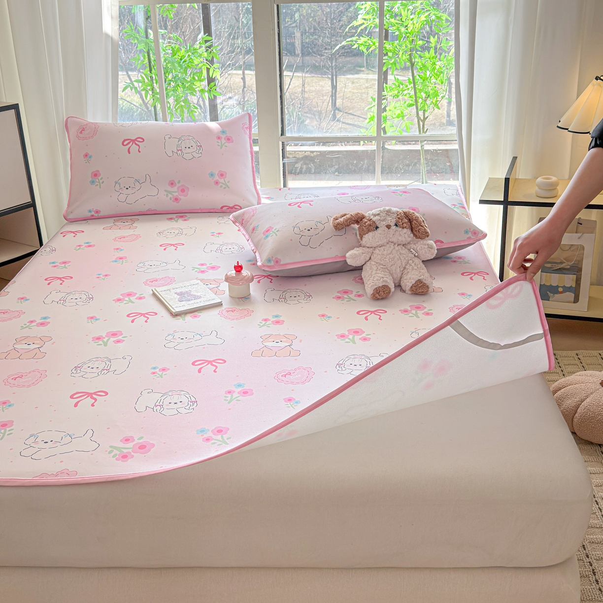 91家纺网 家纺一手货源 找家纺 莱米家纺 2026新款小版小冰皮软席 萌宠派对