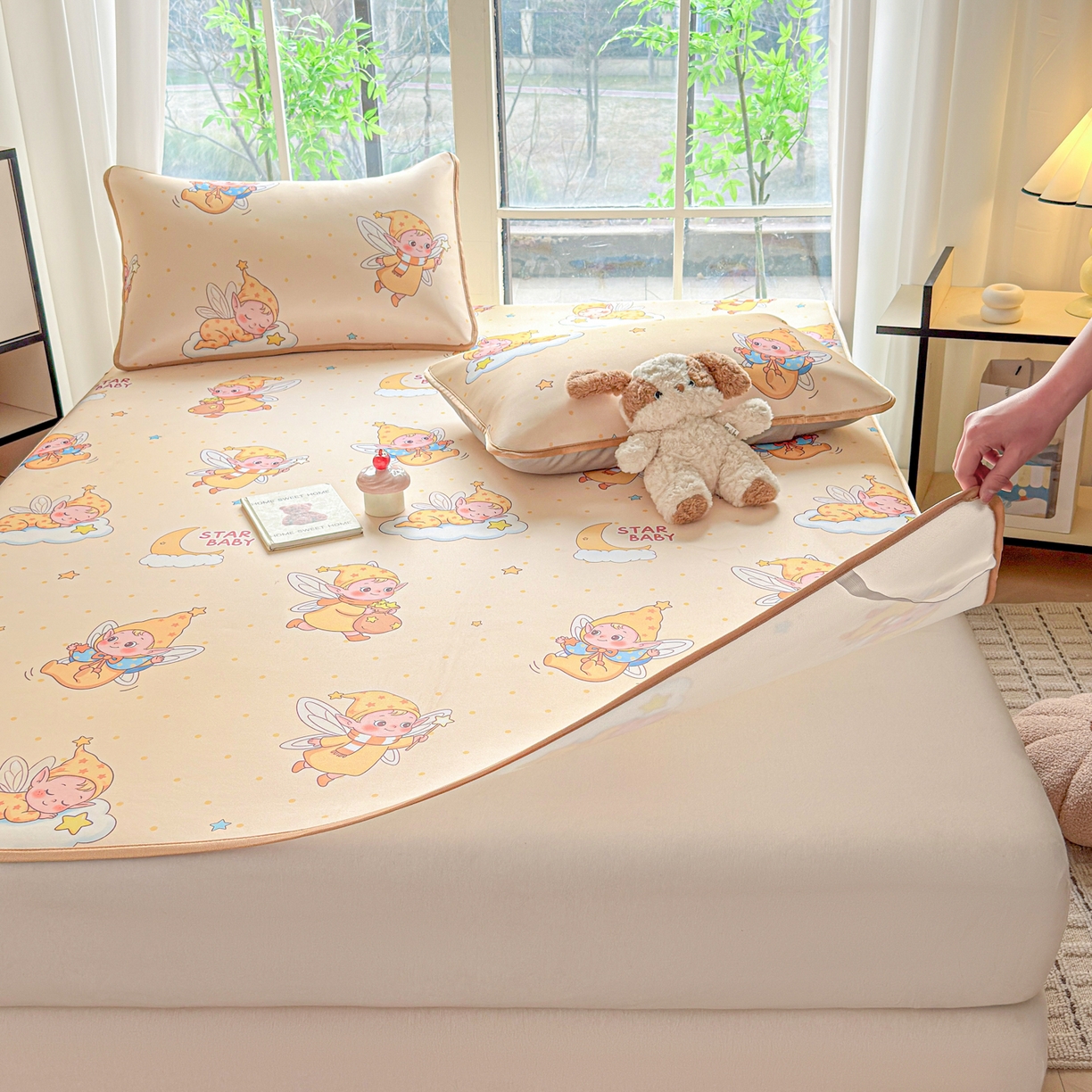 91家纺网 家纺一手货源 找家纺 莱米家纺 2026新款小版小冰皮软席 魔法星星