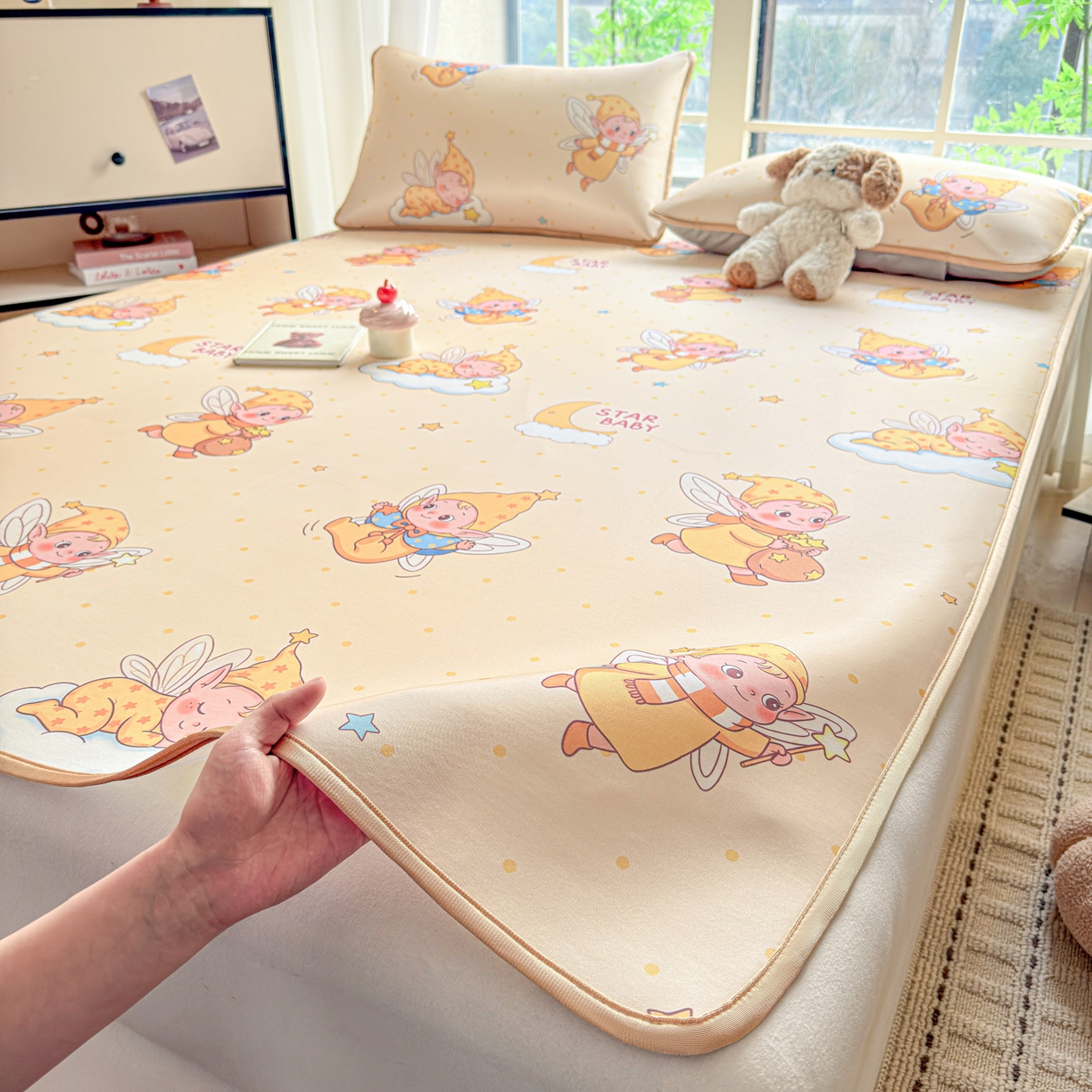 91家纺网 家纺一手货源 找家纺 莱米家纺 2026新款小版小冰皮软席 魔法星星