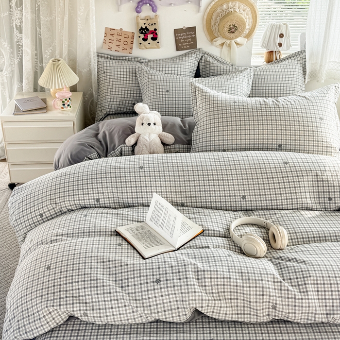 91家纺网 家纺一手货源 找家纺 禧缘家纺（原梦想家） 2026新款云感棉童话风四件套 灰格星星