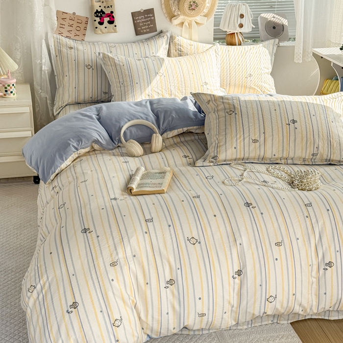 91家纺网 家纺一手货源 找家纺 禧缘家纺（原梦想家） 2026新款云感棉童话风四件套 素描小鱼