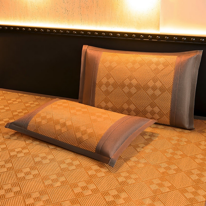 91家纺网 家纺一手货源 找家纺 苏迪网销供货 2026新款九宫格双面藤席全包凉席反面冰丝席子 九宫格藤席-棕