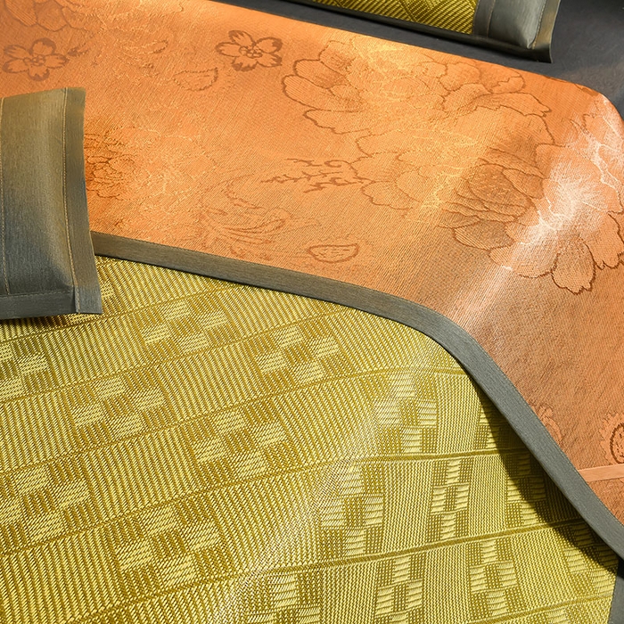 91家纺网 家纺一手货源 找家纺 苏迪网销供货 2026新款九宫格双面藤席全包凉席反面冰丝席子 九宫格藤席-绿