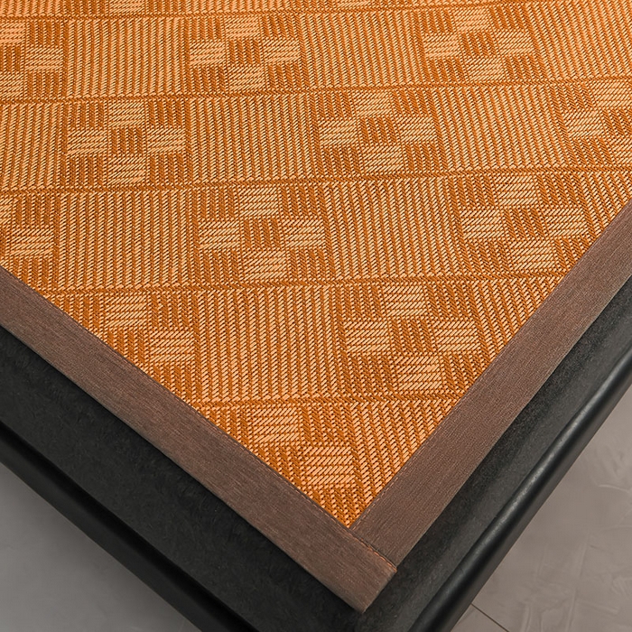 91家纺网 家纺一手货源 找家纺 苏迪网销供货 2026新款九宫格双面藤席全包凉席反面冰丝席子 九宫格藤席-棕