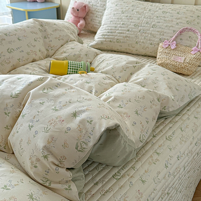 91家纺网 家纺一手货源 找家纺 孑寐家纺 2026新款全棉纯棉四季款床盖四件套 春之约定