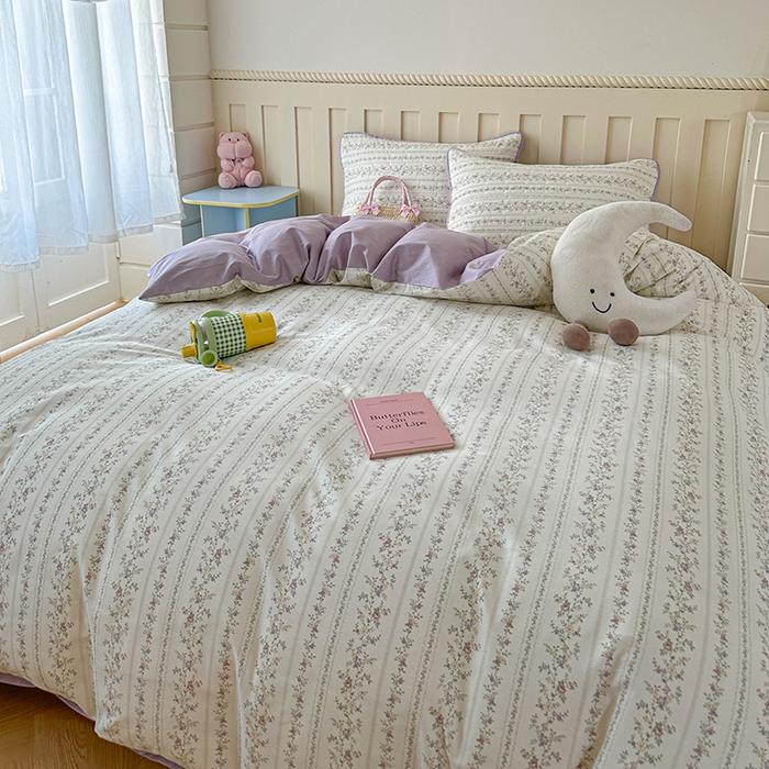 91家纺网 家纺一手货源 找家纺 孑寐家纺 2026新款全棉纯棉四季款床盖四件套 含羞草