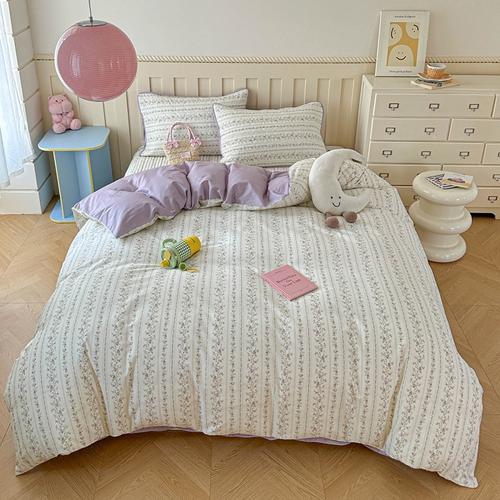 91家纺网 家纺一手货源 找家纺 孑寐家纺 2026新款全棉纯棉四季款床盖四件套 含羞草