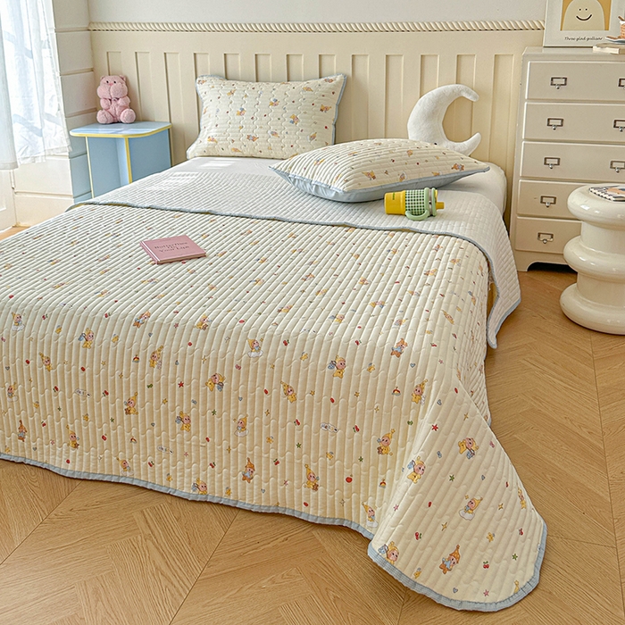 91家纺网 家纺一手货源 找家纺 孑寐家纺 2026新款全棉纯棉四季款床盖四件套 可爱星人