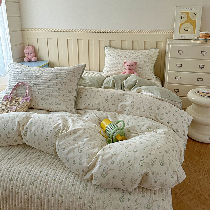 91家纺网 家纺一手货源 找家纺 孑寐家纺 2026新款全棉纯棉四季款床盖四件套 春之约定