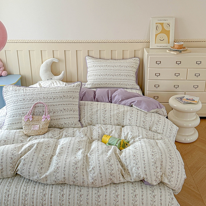 91家纺网 家纺一手货源 找家纺 孑寐家纺 2026新款全棉纯棉四季款床盖四件套 含羞草