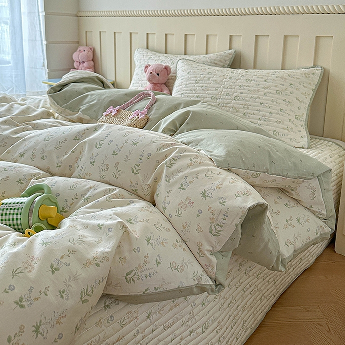 91家纺网 家纺一手货源 找家纺 孑寐家纺 2026新款全棉纯棉四季款床盖四件套 春之约定