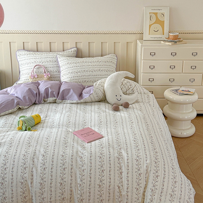 91家纺网 家纺一手货源 找家纺 孑寐家纺 2026新款全棉纯棉四季款床盖四件套 含羞草