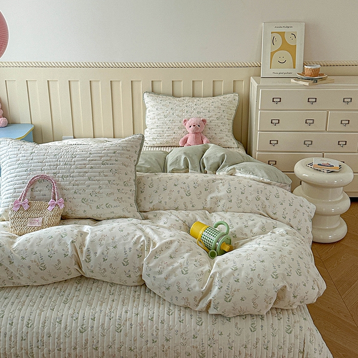 91家纺网 家纺一手货源 找家纺 孑寐家纺 2026新款全棉纯棉四季款床盖四件套 春之约定