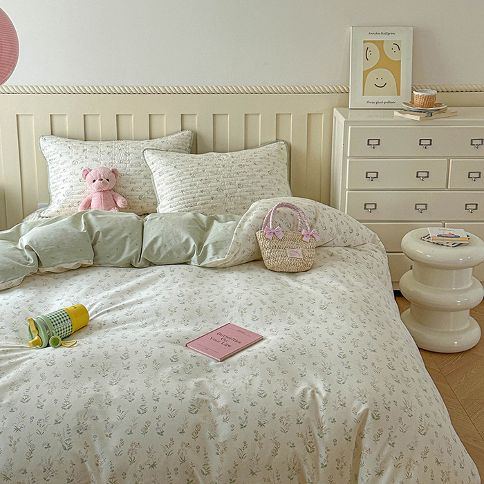 91家纺网 家纺一手货源 找家纺 孑寐家纺 2026新款全棉纯棉四季款床盖四件套 春之约定