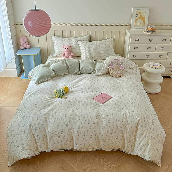 91家纺网 家纺一手货源 找家纺 孑寐家纺 2026新款全棉纯棉四季款床盖四件套 春之约定