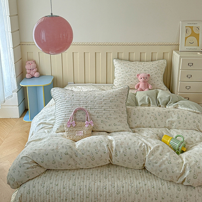 91家纺网 家纺一手货源 找家纺 孑寐家纺 2026新款全棉纯棉四季款床盖四件套 春之约定