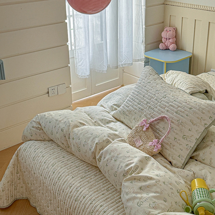 91家纺网 家纺一手货源 找家纺 孑寐家纺 2026新款全棉纯棉四季款床盖四件套 春之约定