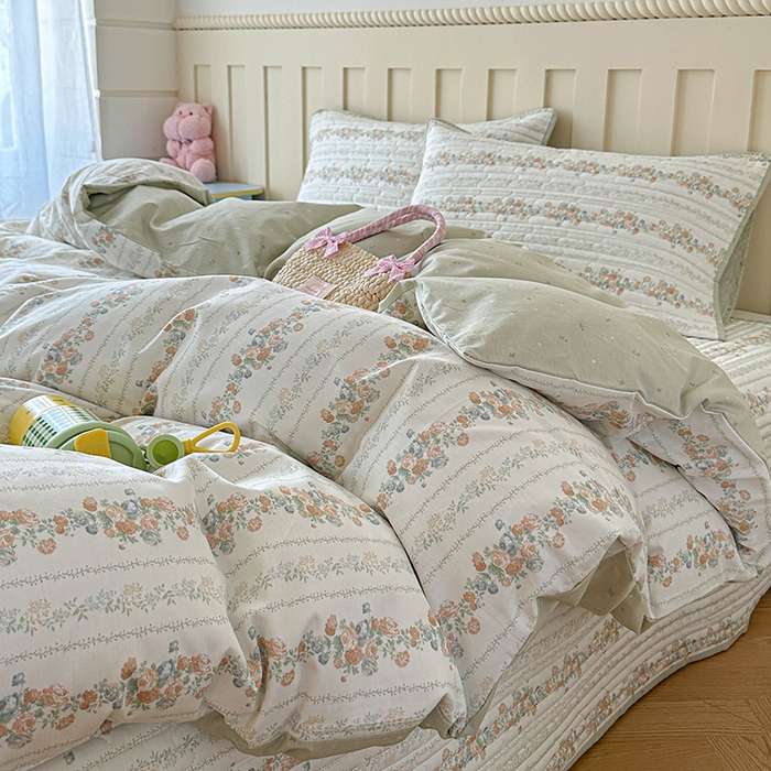 91家纺网 家纺一手货源 找家纺 孑寐家纺 2026新款全棉纯棉四季款床盖四件套 椿茶弥香