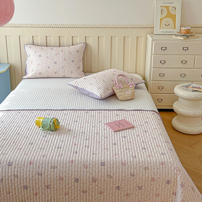 91家纺网 家纺一手货源 找家纺 孑寐家纺 2026新款全棉纯棉四季款床盖四件套 粉心狗