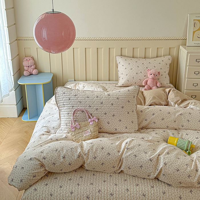 91家纺网 家纺一手货源 找家纺 孑寐家纺 2026新款全棉纯棉四季款床盖四件套 优雅蝴蝶结