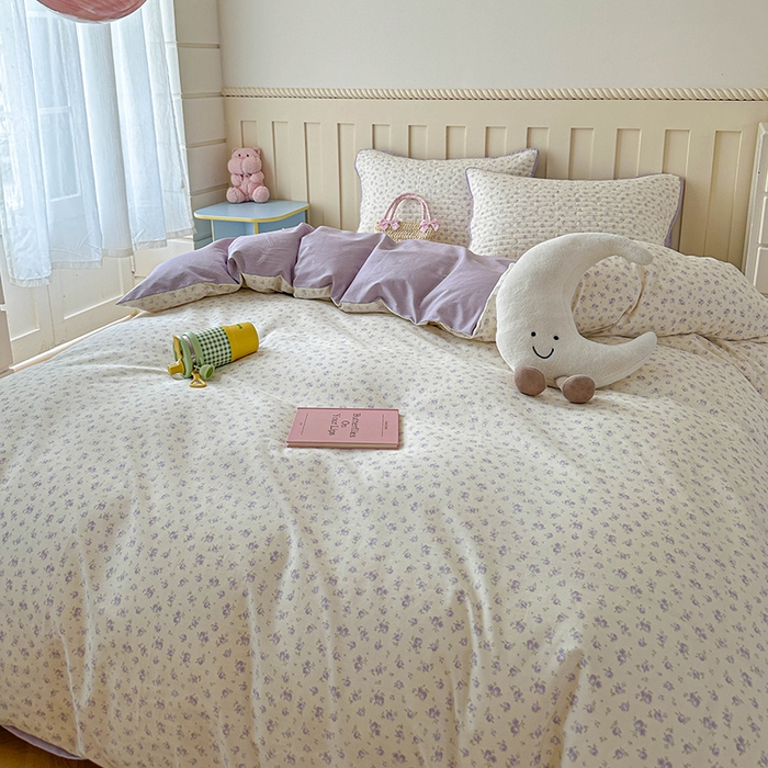 91家纺网 家纺一手货源 找家纺 孑寐家纺 2026新款全棉纯棉四季款床盖四件套 花未央