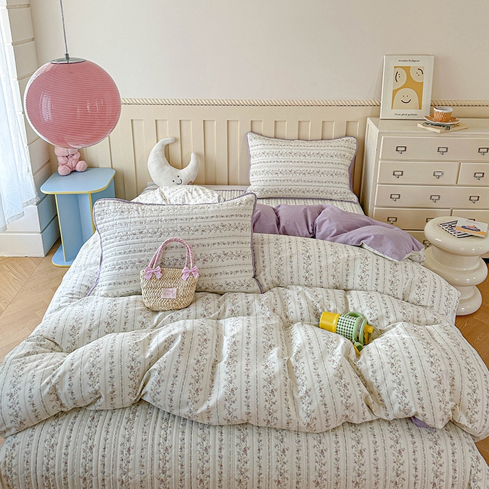 91家纺网 家纺一手货源 找家纺 孑寐家纺 2026新款全棉纯棉四季款床盖四件套 含羞草