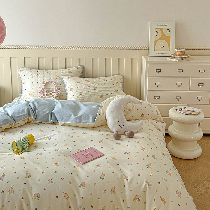 91家纺网 家纺一手货源 找家纺 孑寐家纺 2026新款全棉纯棉四季款床盖四件套 可爱星人