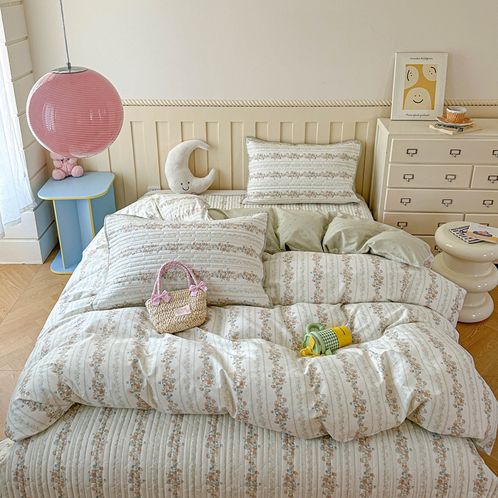 91家纺网 家纺一手货源 找家纺 孑寐家纺 2026新款全棉纯棉四季款床盖四件套 椿茶弥香