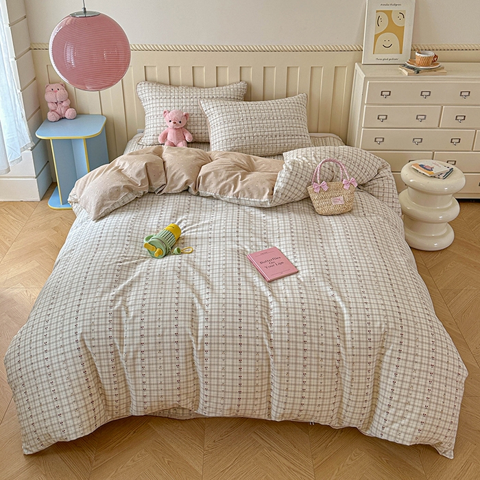 91家纺网 家纺一手货源 找家纺 孑寐家纺 2026新款全棉纯棉四季款床盖四件套 落川樱桃