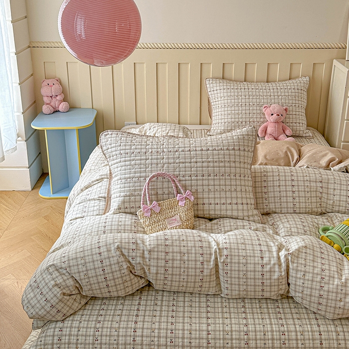 91家纺网 家纺一手货源 找家纺 孑寐家纺 2026新款全棉纯棉四季款床盖四件套 落川樱桃