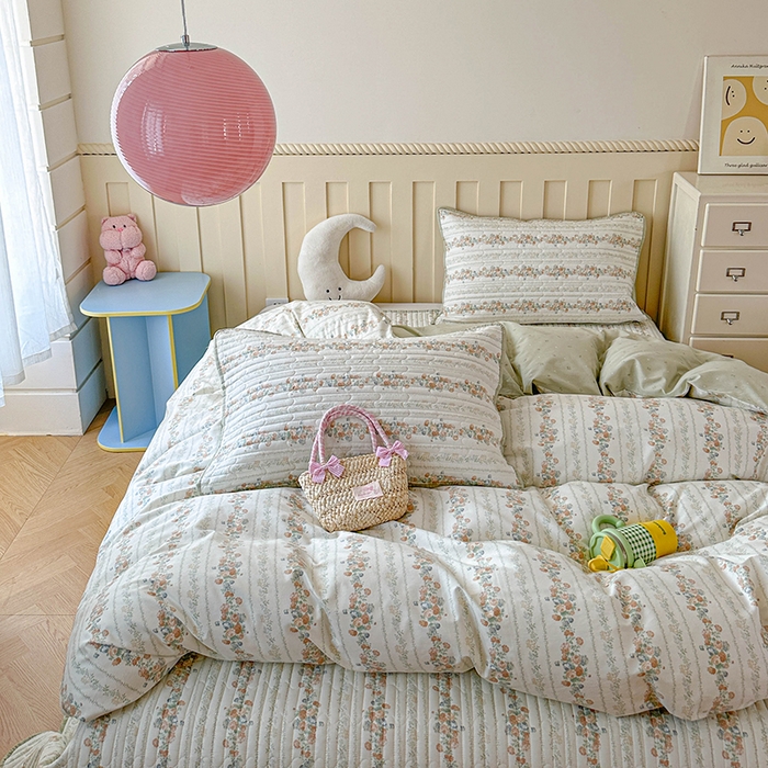 91家纺网 家纺一手货源 找家纺 孑寐家纺 2026新款全棉纯棉四季款床盖四件套 椿茶弥香