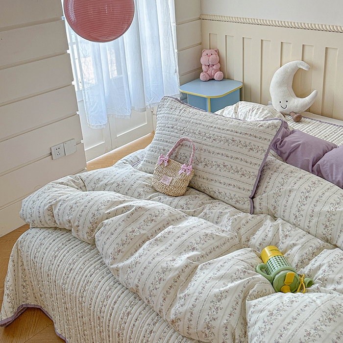 91家纺网 家纺一手货源 找家纺 孑寐家纺 2026新款全棉纯棉四季款床盖四件套 含羞草