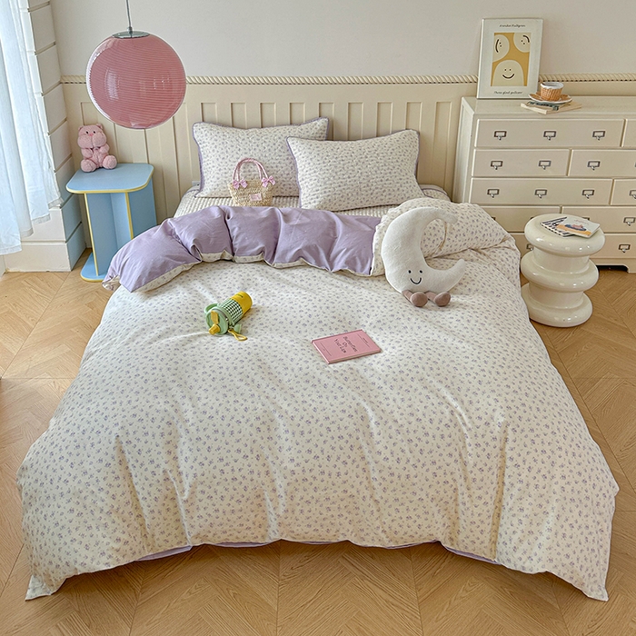 91家纺网 家纺一手货源 找家纺 孑寐家纺 2026新款全棉纯棉四季款床盖四件套 花未央