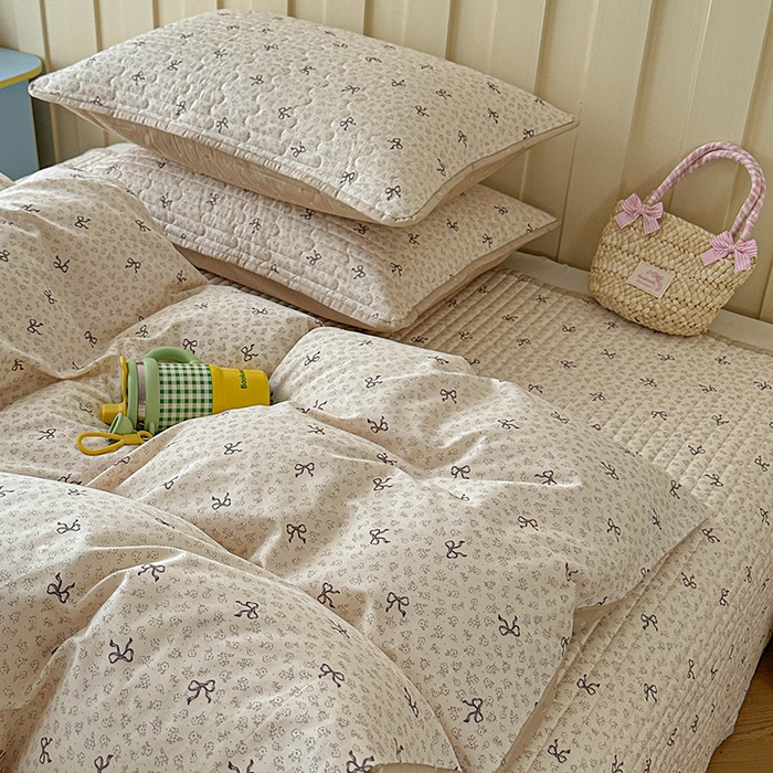 91家纺网 家纺一手货源 找家纺 孑寐家纺 2026新款全棉纯棉四季款床盖四件套 优雅蝴蝶结