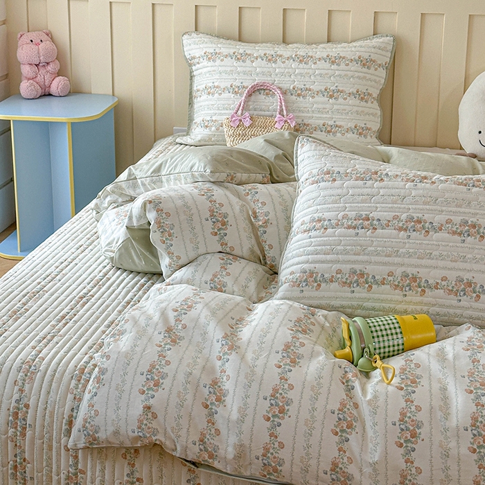 91家纺网 家纺一手货源 找家纺 孑寐家纺 2026新款全棉纯棉四季款床盖四件套 椿茶弥香