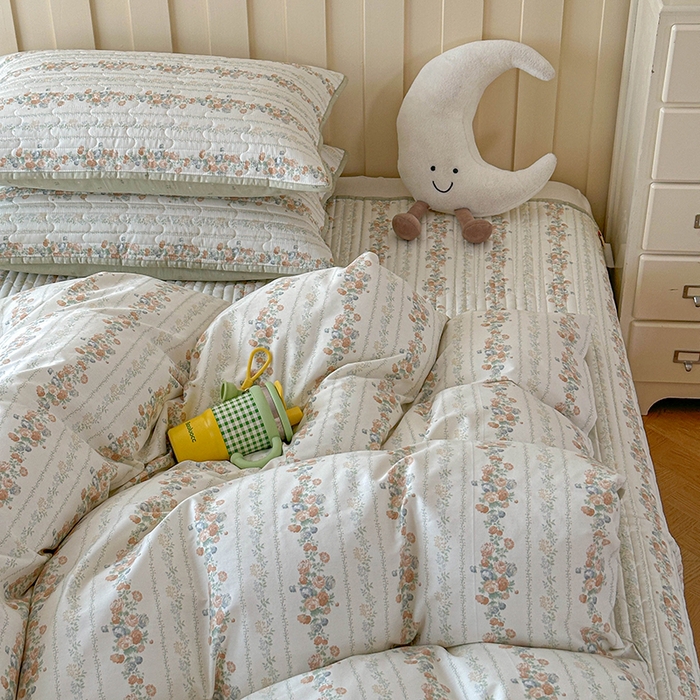 91家纺网 家纺一手货源 找家纺 孑寐家纺 2026新款全棉纯棉四季款床盖四件套 椿茶弥香