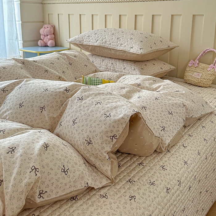 91家纺网 家纺一手货源 找家纺 孑寐家纺 2026新款全棉纯棉四季款床盖四件套 优雅蝴蝶结