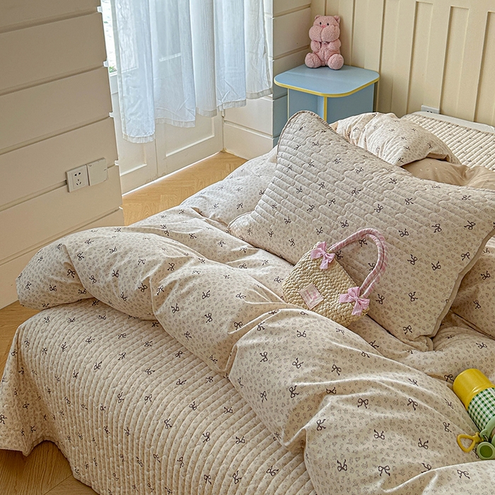 91家纺网 家纺一手货源 找家纺 孑寐家纺 2026新款全棉纯棉四季款床盖四件套 优雅蝴蝶结