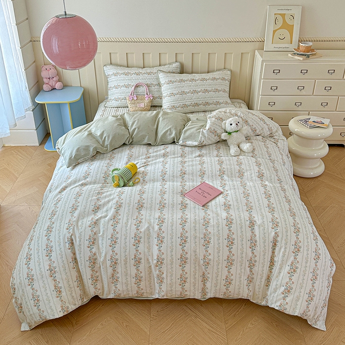 91家纺网 家纺一手货源 找家纺 孑寐家纺 2026新款全棉纯棉四季款床盖四件套 椿茶弥香