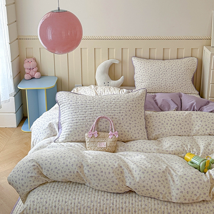 91家纺网 家纺一手货源 找家纺 孑寐家纺 2026新款全棉纯棉四季款床盖四件套 花未央