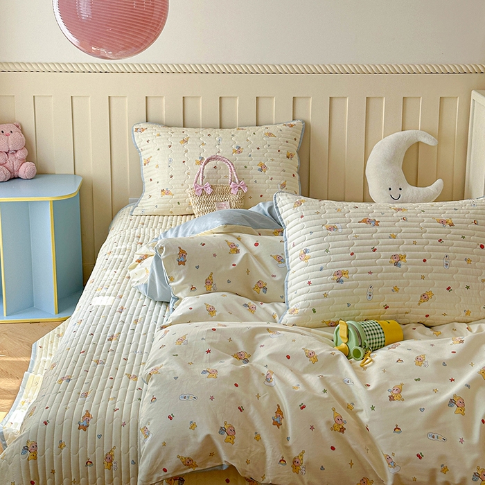 91家纺网 家纺一手货源 找家纺 孑寐家纺 2026新款全棉纯棉四季款床盖四件套 可爱星人