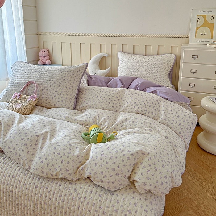 91家纺网 家纺一手货源 找家纺 孑寐家纺 2026新款全棉纯棉四季款床盖四件套 花未央