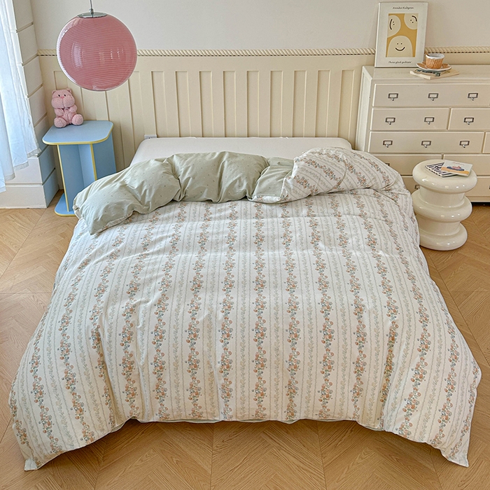 91家纺网 家纺一手货源 找家纺 孑寐家纺 2026新款全棉纯棉四季款床盖四件套 椿茶弥香