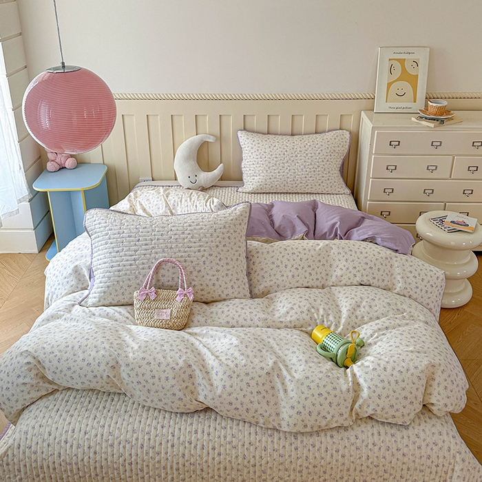 91家纺网 家纺一手货源 找家纺 孑寐家纺 2026新款全棉纯棉四季款床盖四件套 花未央