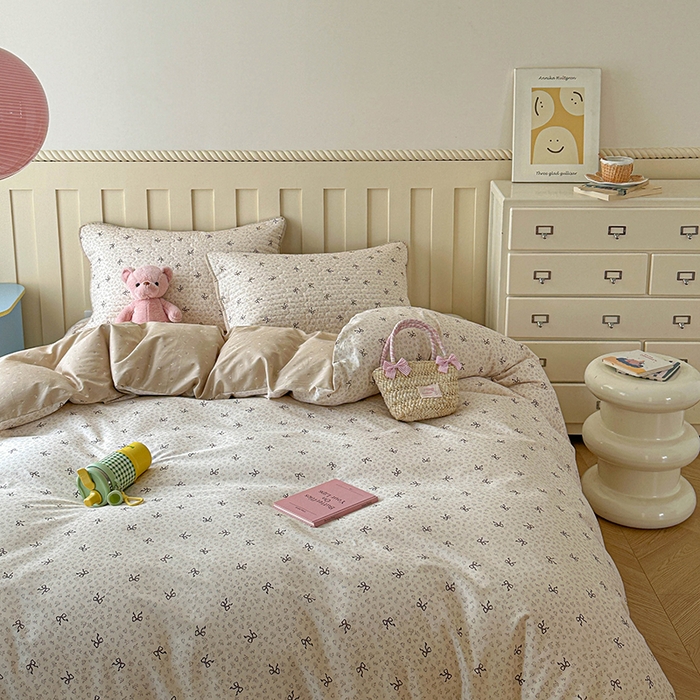 91家纺网 家纺一手货源 找家纺 孑寐家纺 2026新款全棉纯棉四季款床盖四件套 优雅蝴蝶结